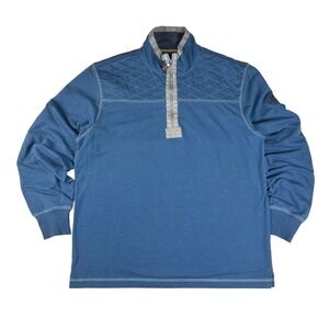 GH Bass & Co Mens Blue Quilted Yoke Quarter Zip Pullover Sweater Medium 5273121